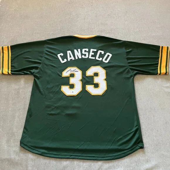 Jose Canseco Signed Oakland A's Jersey Adult XL Green PSA In Presence COA - Picture 1 of 8